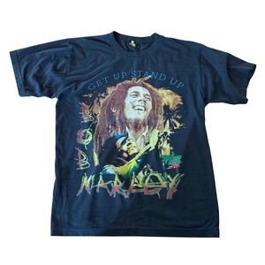 Bob Marley Get Up Stand Up Two‎ & Two Black Graphic T-Shirt Medium